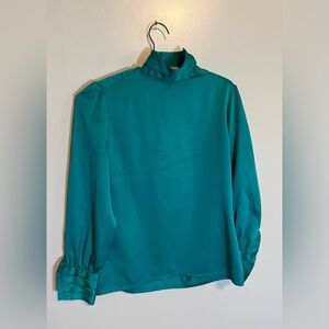 Vintage teal satin blouse